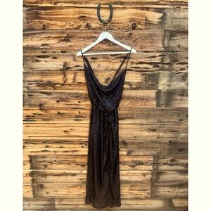 FOREVER 21 | Black Sparkly Sequin Spaghetti Strap Drape Mini Dress 2X